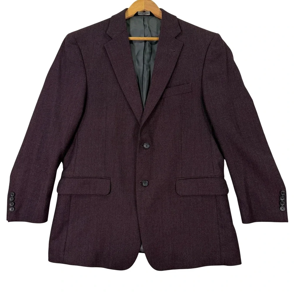 Jos A Bank Mens 42R Tailored Fit Blazer Signature Collection Plum Purple Wool